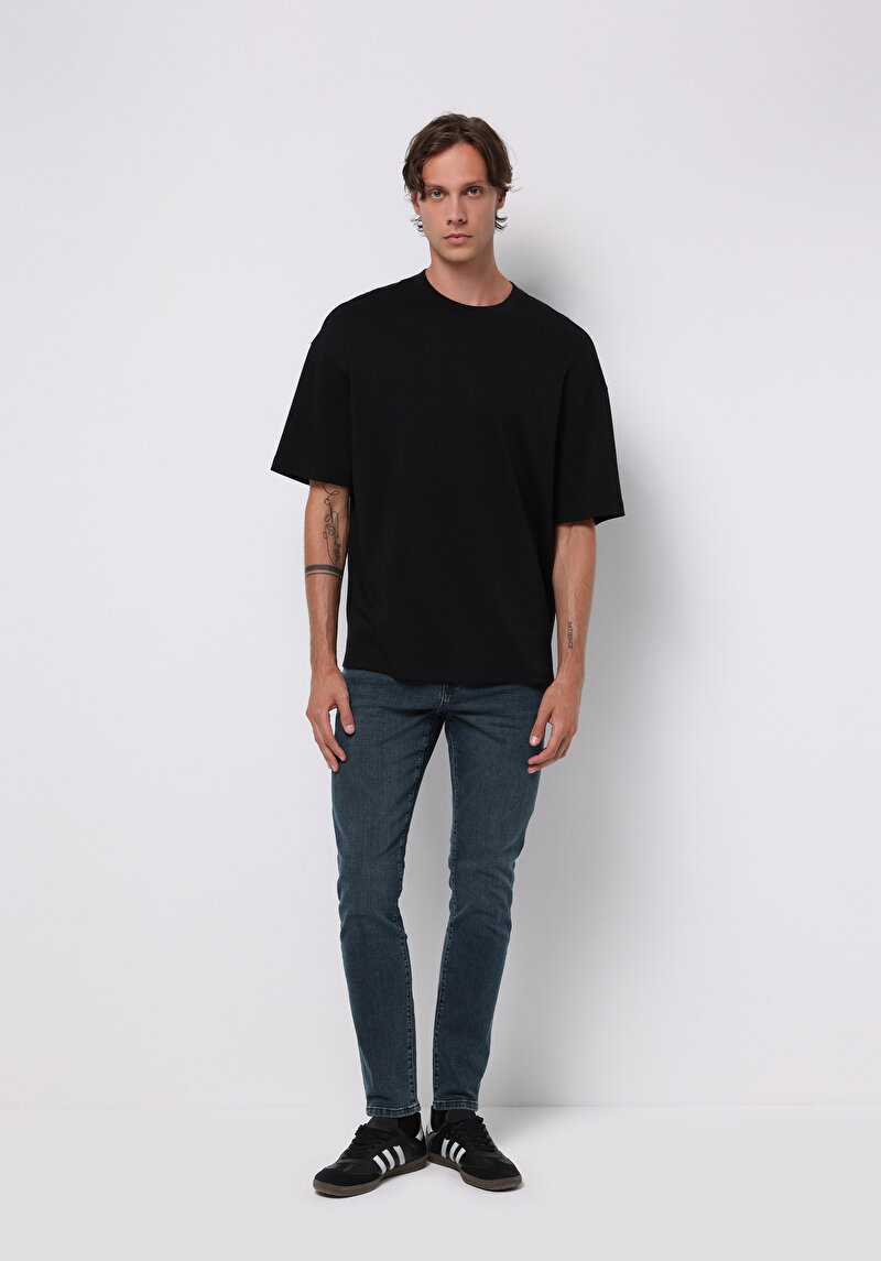 Slim Fit Erkek İndigo Jean Pantolon