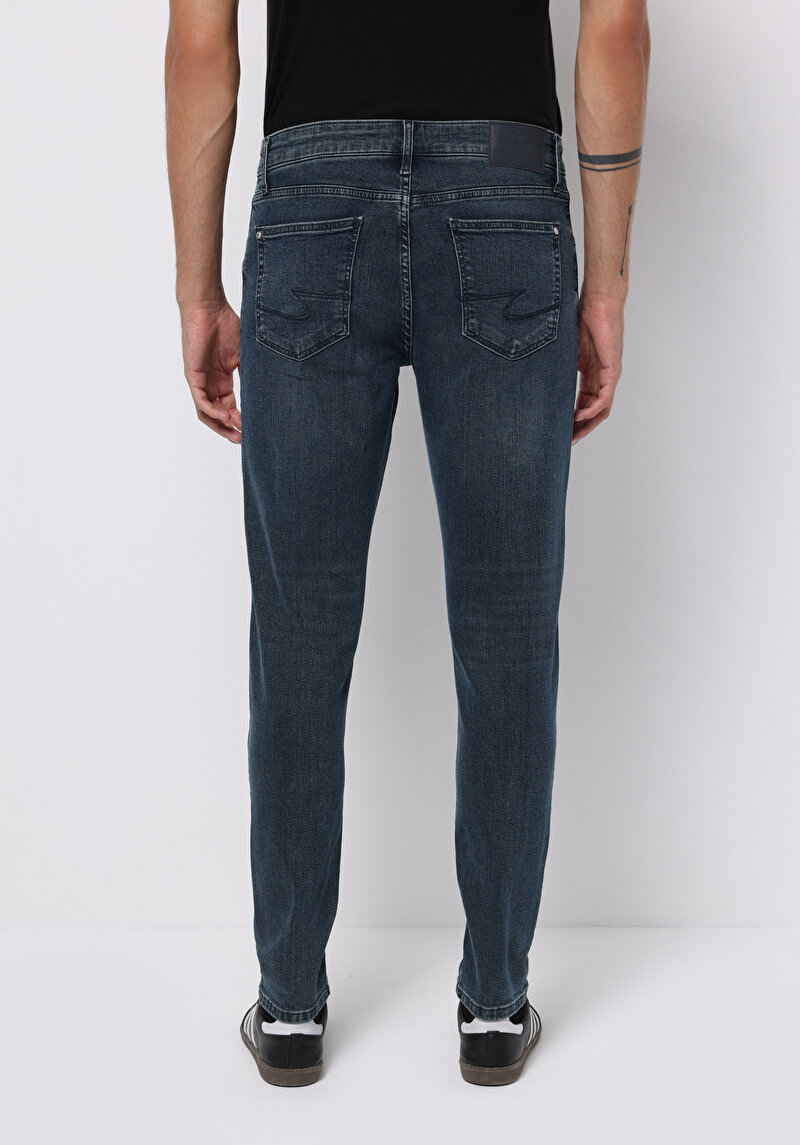 Slim Fit Erkek İndigo Jean Pantolon