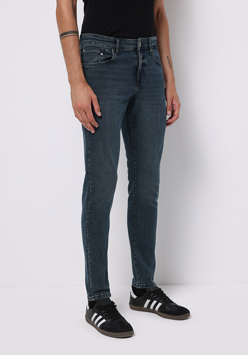 Slim Fit Erkek İndigo Jean Pantolon