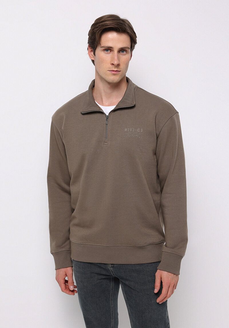 Comfort Fit   Erkek Gri Sweatshirt