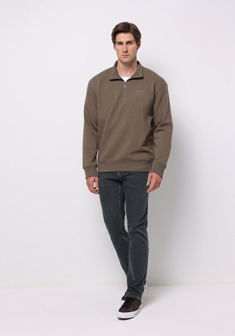 Comfort Fit Erkek Gri Sweatshirt