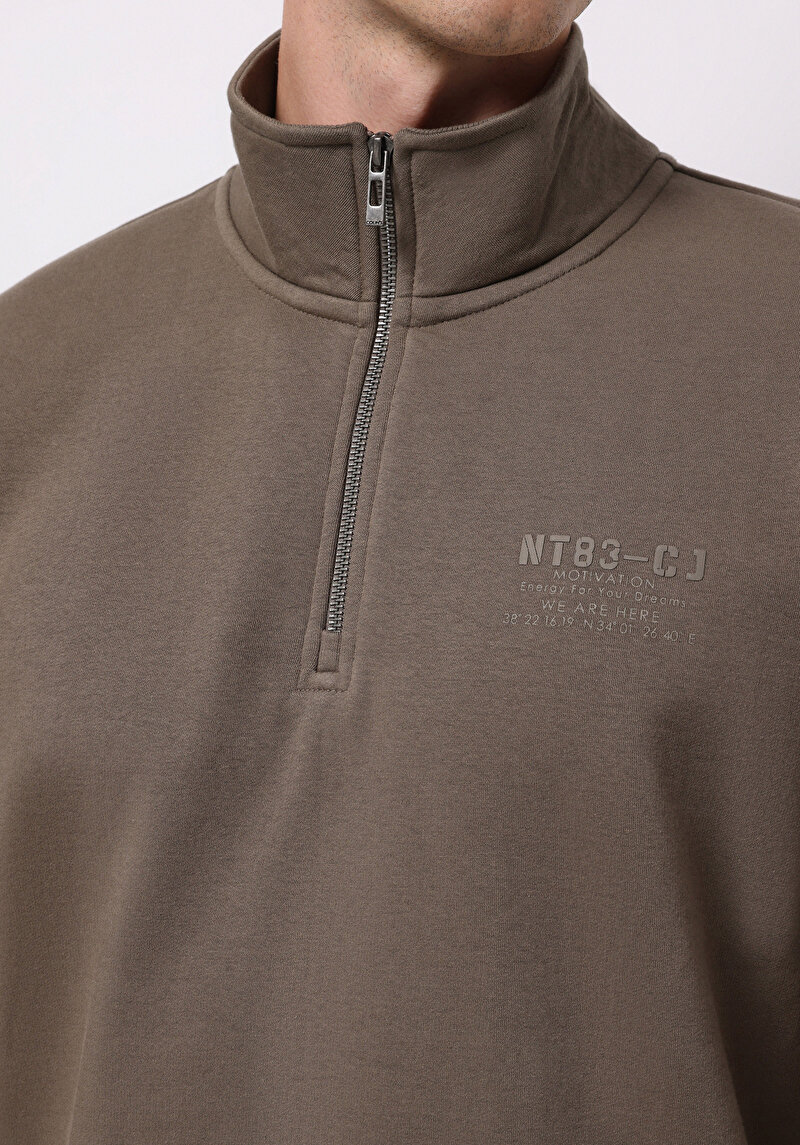 Comfort Fit Erkek Gri Sweatshirt