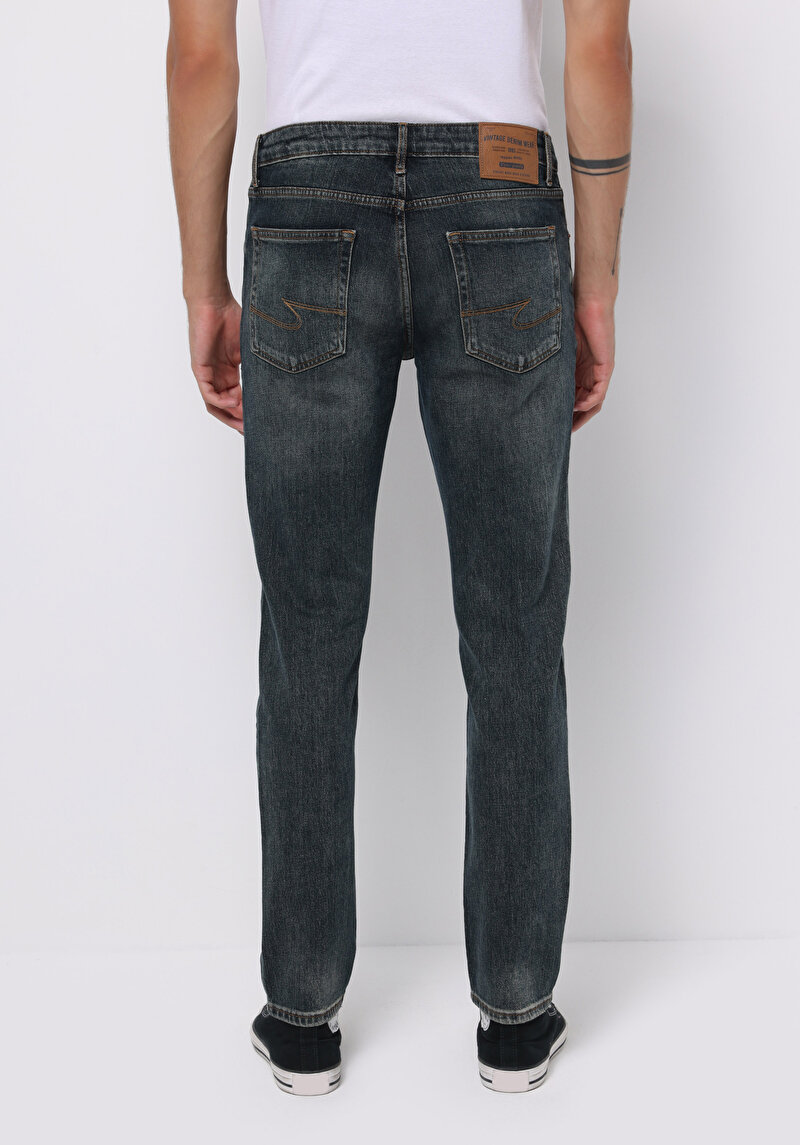 Straight Fit Erkek İndigo Jean Pantolon