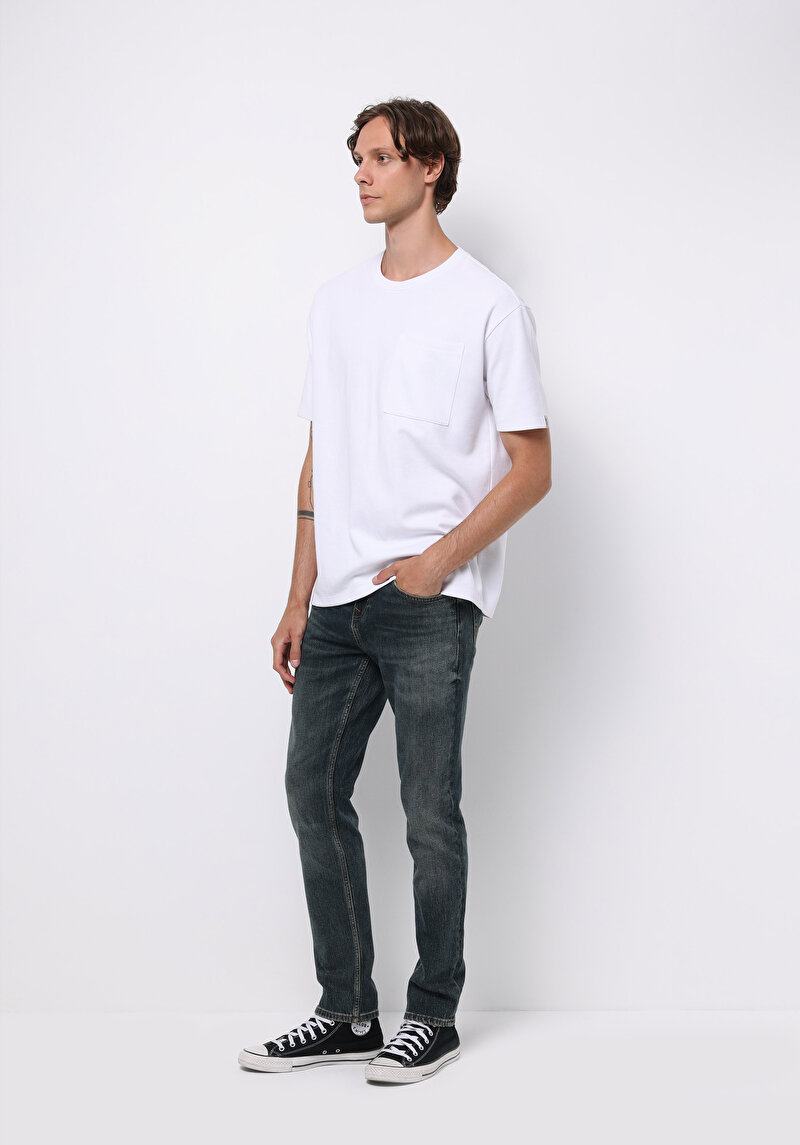 Straight Fit Erkek İndigo Jean Pantolon