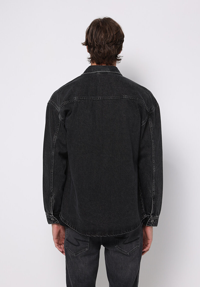 Oversize Fit   Erkek Siyah Shacket