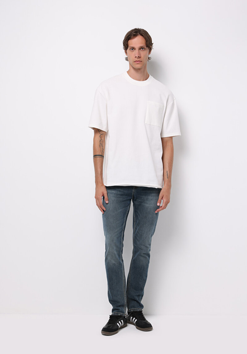 Straight Fit Erkek İndigo Jean Pantolon