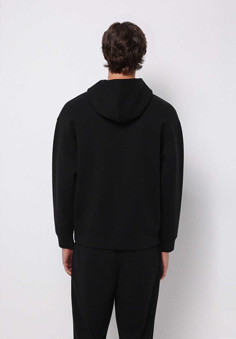 Oversize Fit Erkek Siyah Sweatshirt