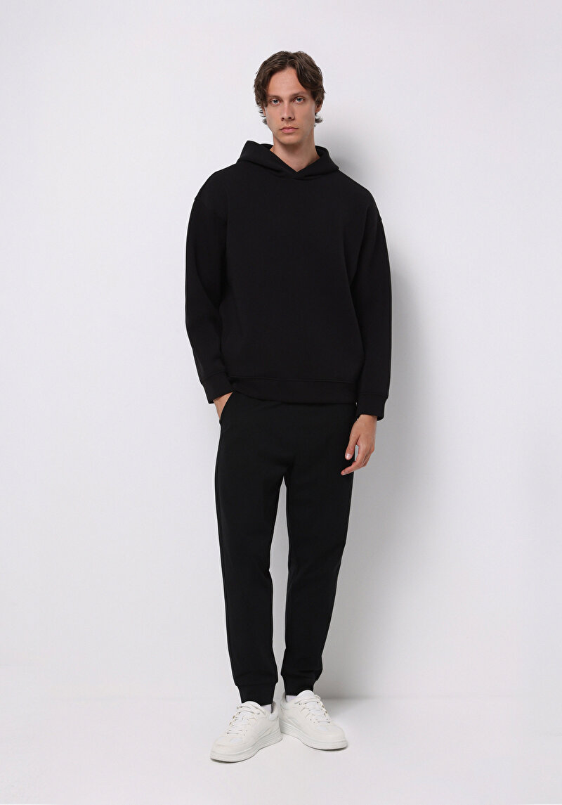 Oversize Fit Erkek Siyah Sweatshirt