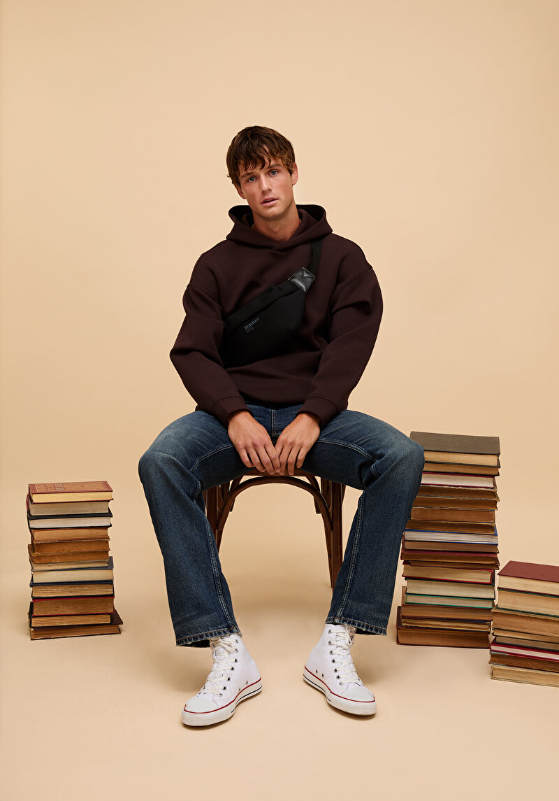 Oversize Fit Erkek Mor Sweatshirt