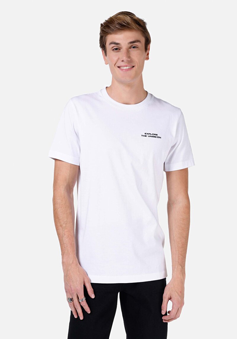 Regular Fit Yuvarlak Yaka Düz Erkek Beyaz Kısa Kol Tişört