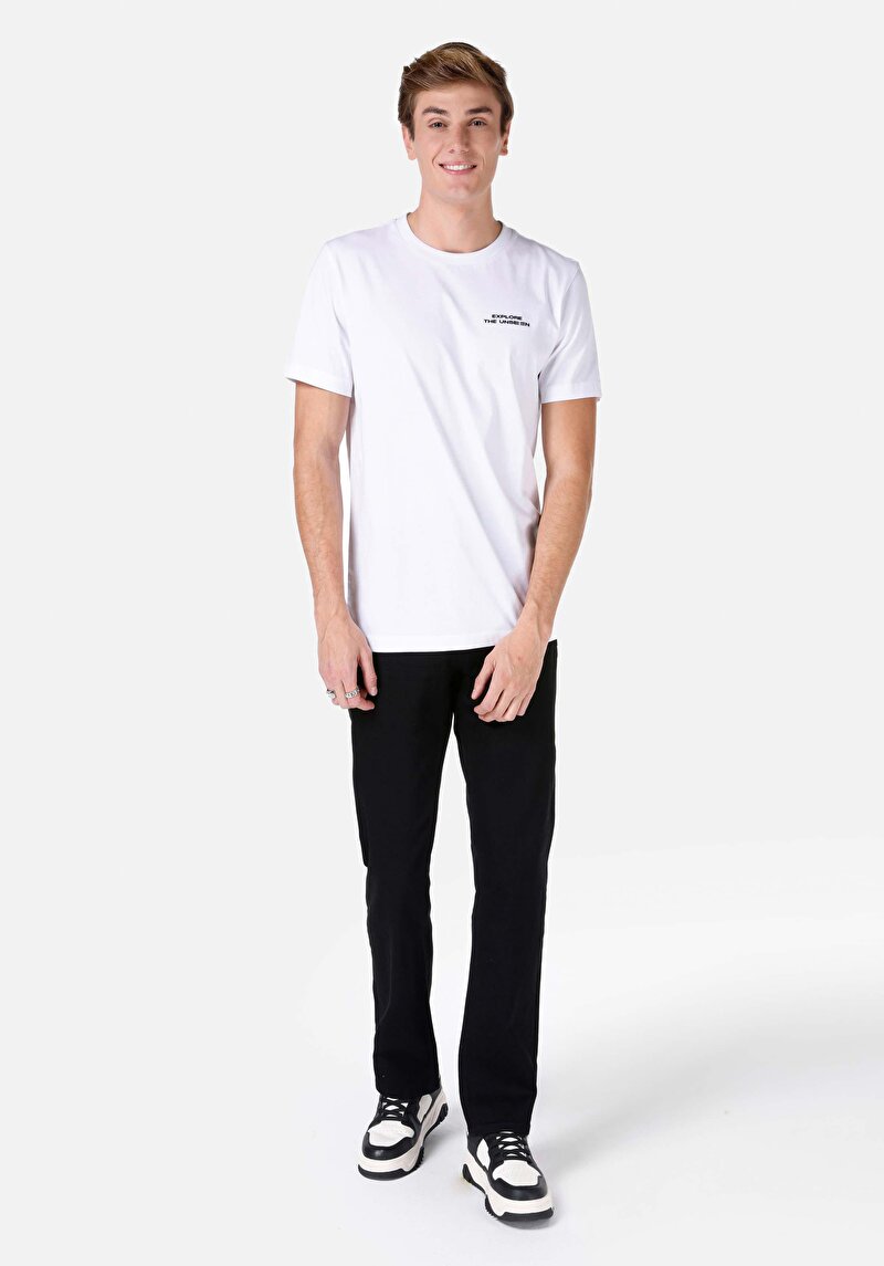 Regular Fit Yuvarlak Yaka Düz Erkek Beyaz Kısa Kol Tişört