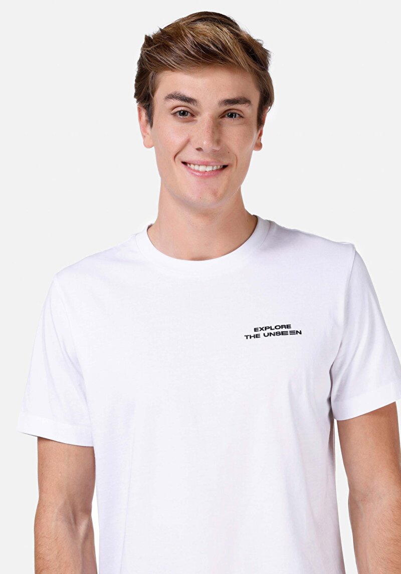 Regular Fit Yuvarlak Yaka Düz Erkek Beyaz Kısa Kol Tişört