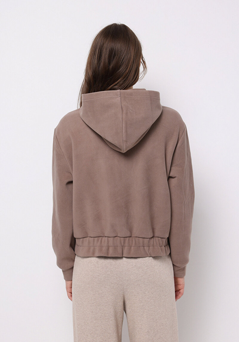 Regular Fit Kapüşonlu Düz Kadın Sweatshirt
