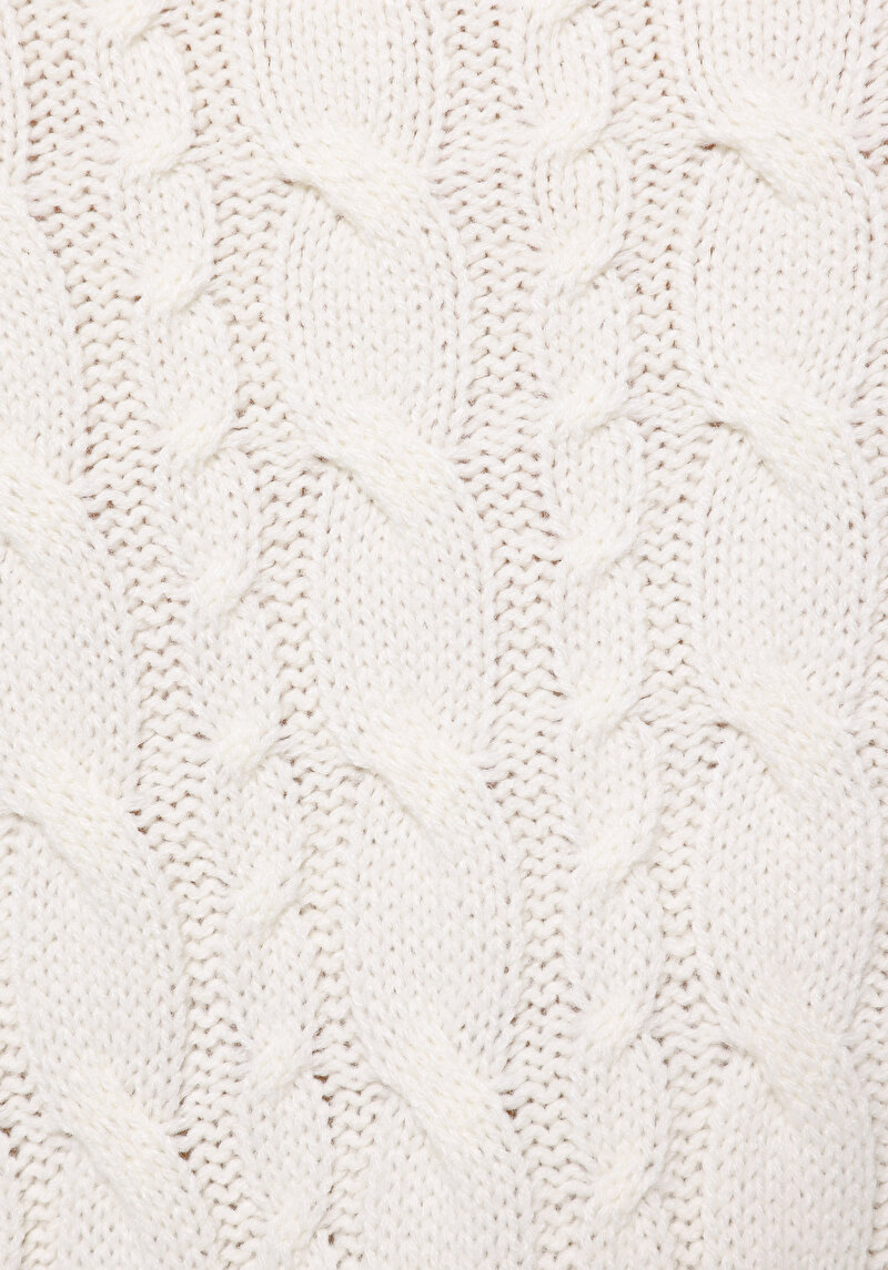 Oversize Fermuarlı Düz Kadın Ekru Kazak