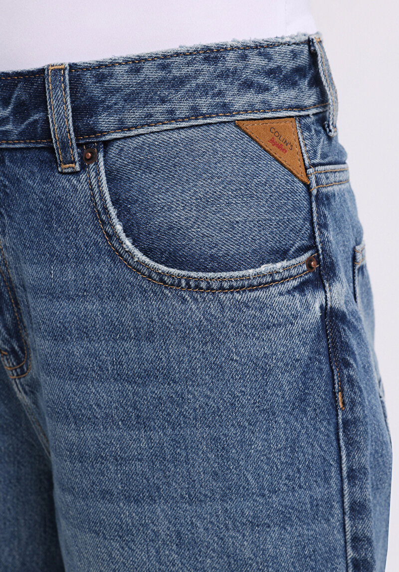 Barrel Fit   Kadın İndigo Jean Pantolon