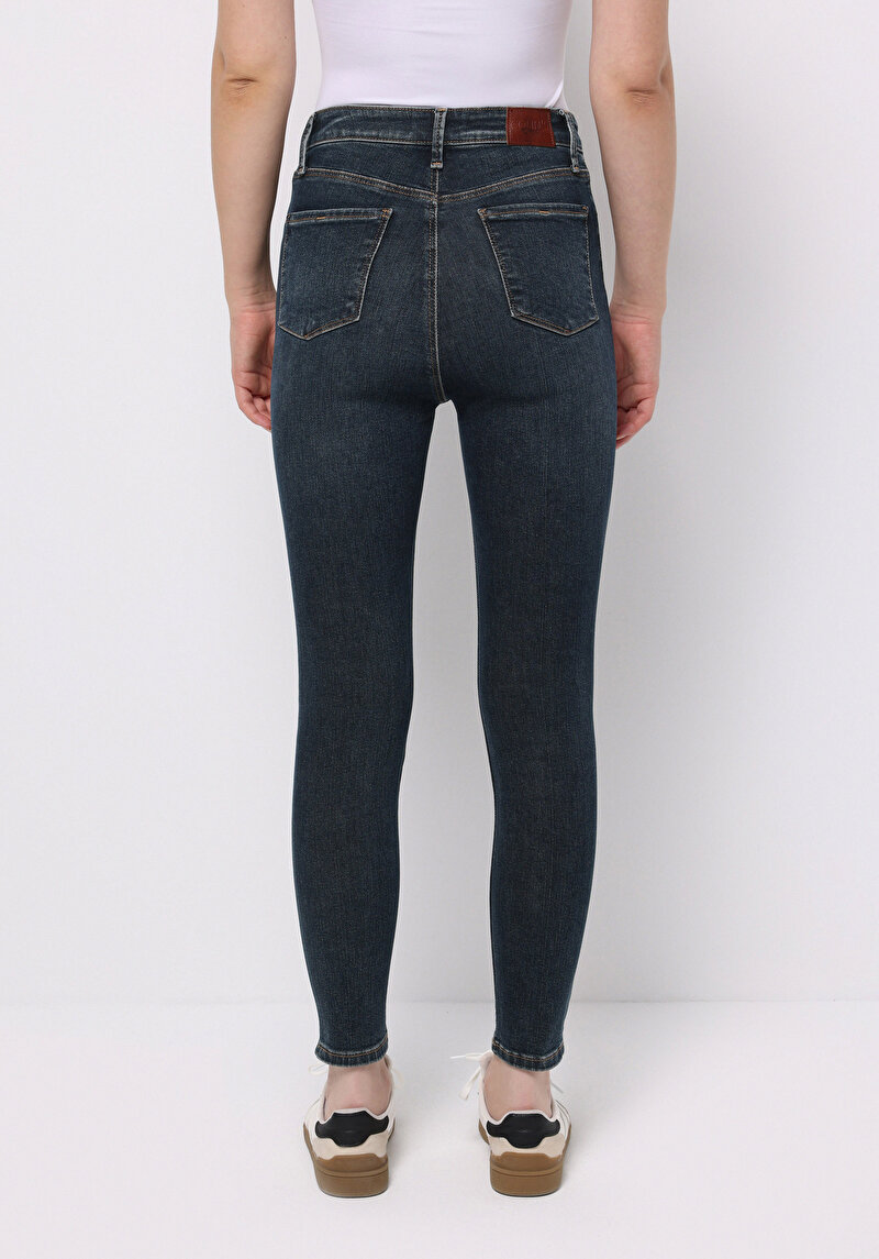Skinny Fit Kadın Koyu İndigo Jean Pantolon