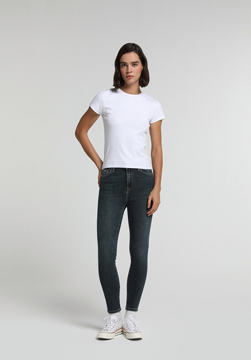 Skinny Fit Kadın Koyu İndigo Jean Pantolon