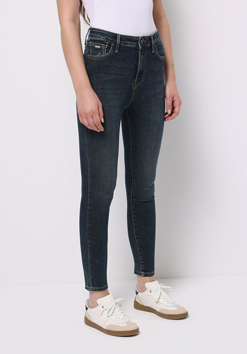 Skinny Fit Kadın Koyu İndigo Jean Pantolon