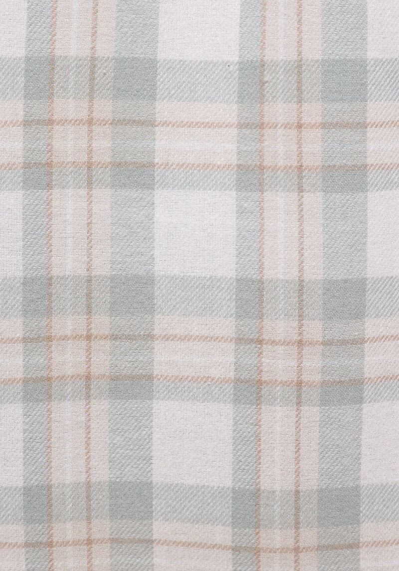 Regular Fit Shirt Neck Ekoseli Kadın Yeşil Uzun Kol Gömlek