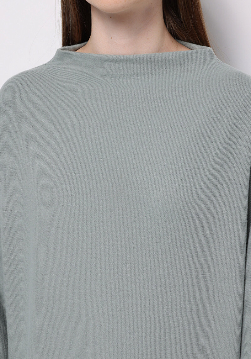 Relax Fit Yuvarlak Yaka Düz Kadın Yeşil Tişört