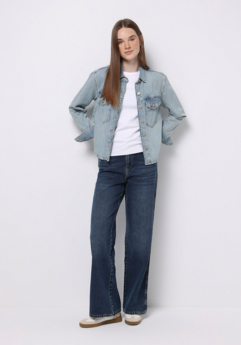 Regular Fit Kadın İndigo Jean Pantolon