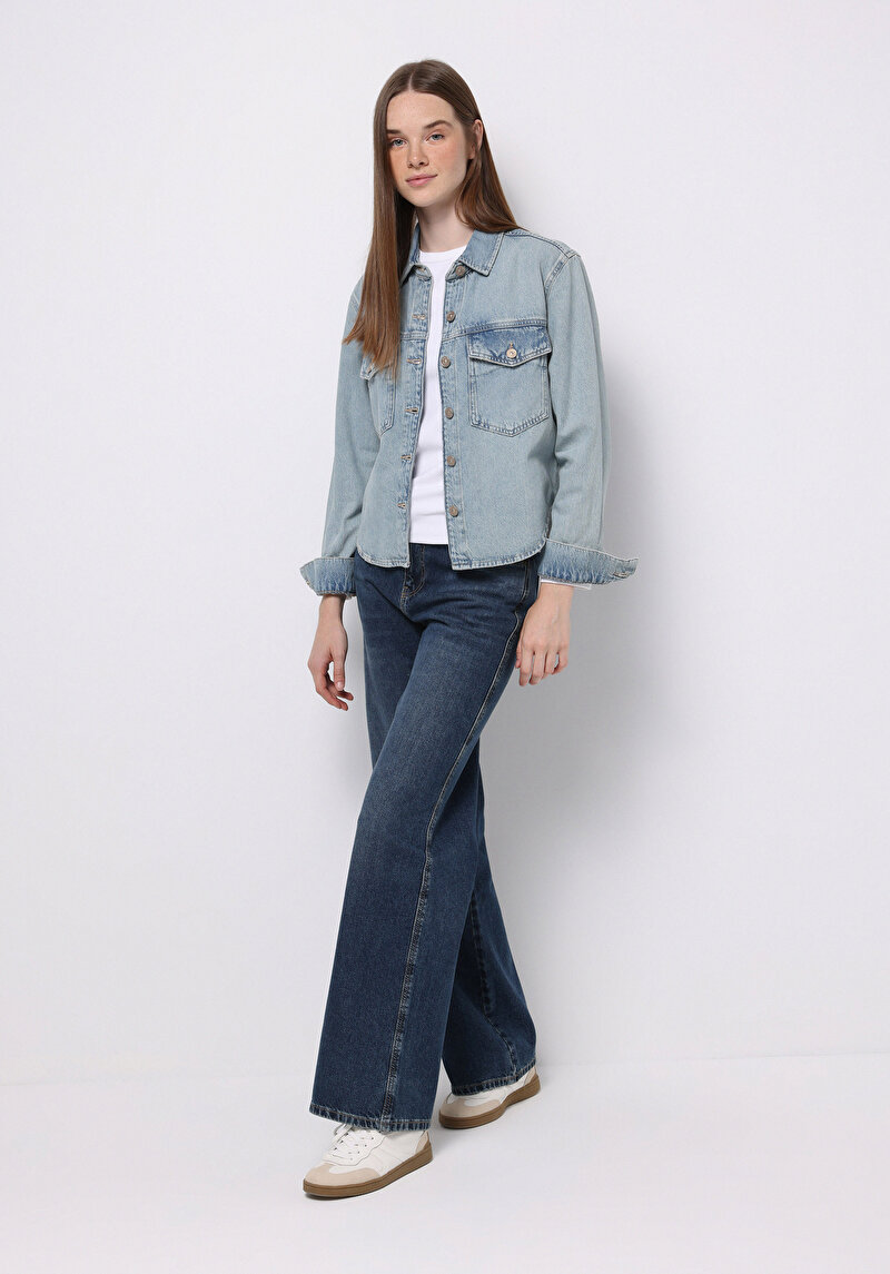 Regular Fit   Kadın İndigo Jean Pantolon