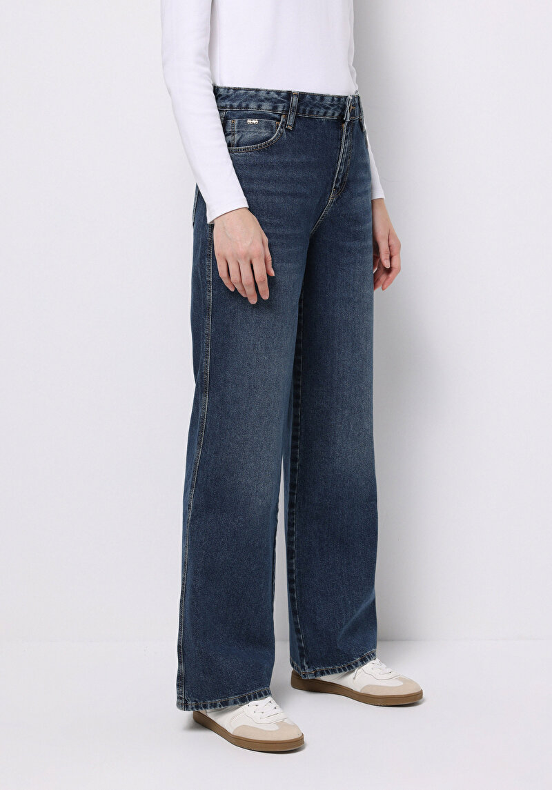 Regular Fit   Kadın İndigo Jean Pantolon