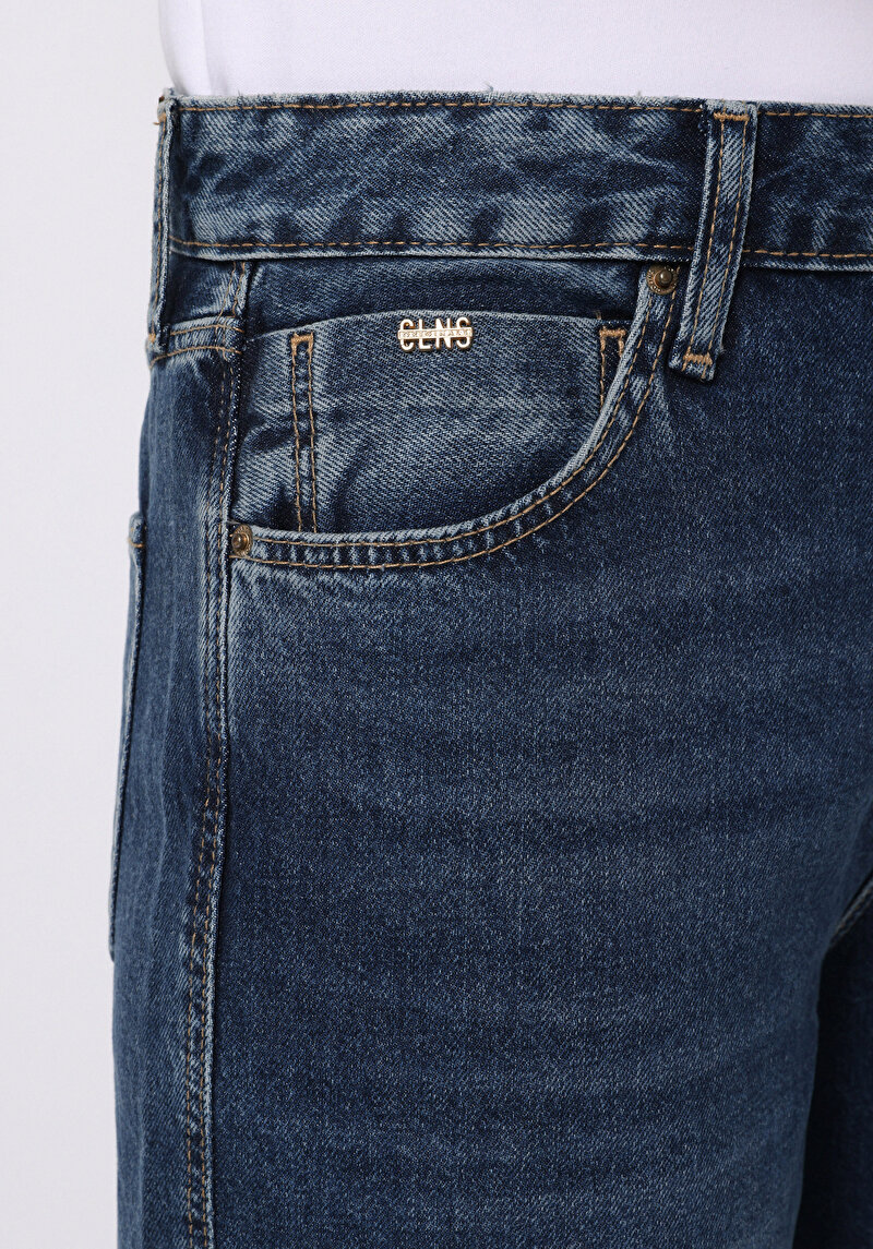 Regular Fit   Kadın İndigo Jean Pantolon