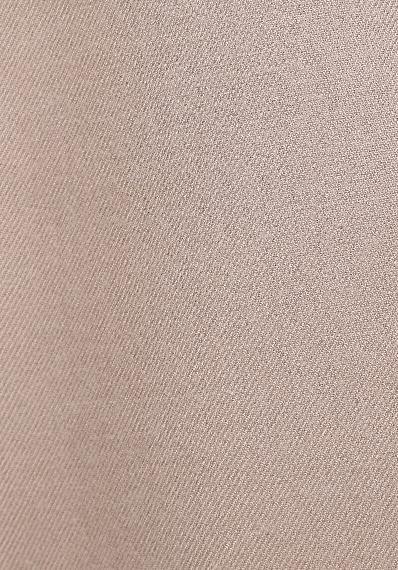 Relax Fit Shirt Neck Düz Kadın Bej Uzun Kol Gömlek