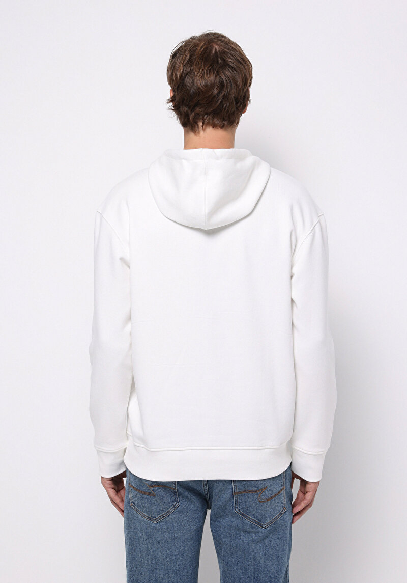 Comfort Fit Erkek Beyaz Sweatshirt