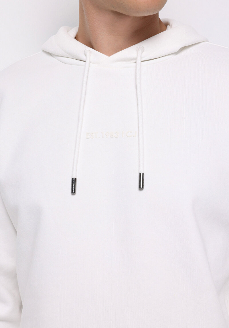 Comfort Fit Erkek Beyaz Sweatshirt