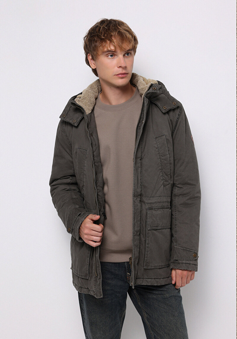 Regular Fit     Erkek Yeşil Kaban