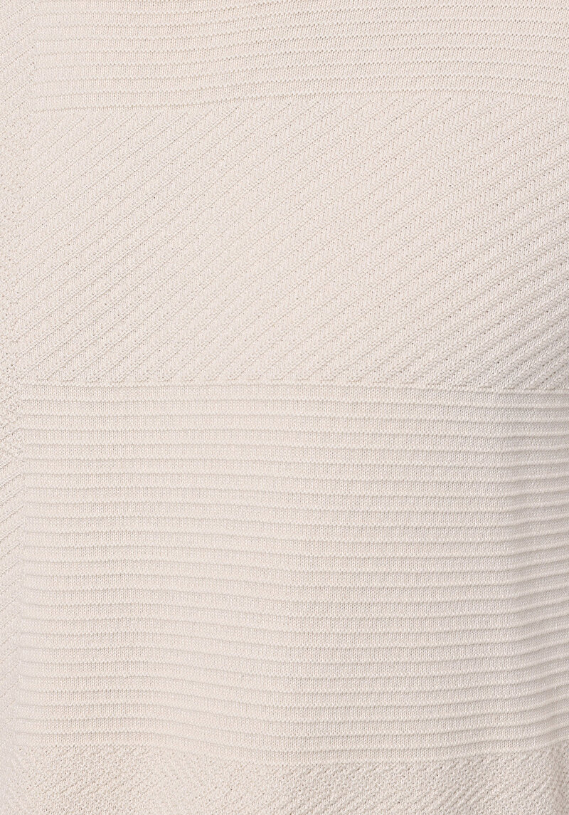 Regular Fit Yuvarlak Yaka Jakarlı Erkek Ekru Kazak