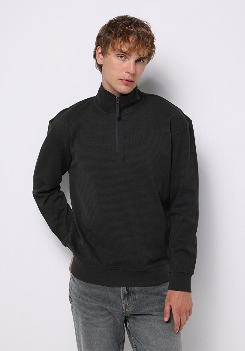 Comfort Fit Erkek Yeşil Sweatshirt