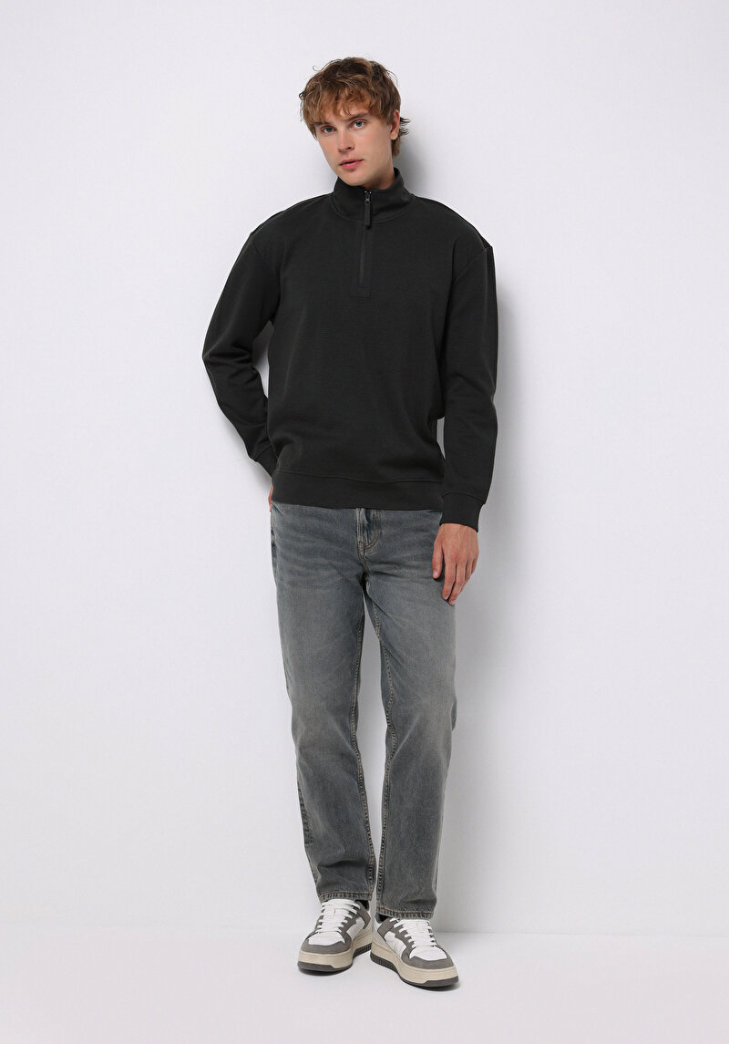 Comfort Fit Erkek Yeşil Sweatshirt