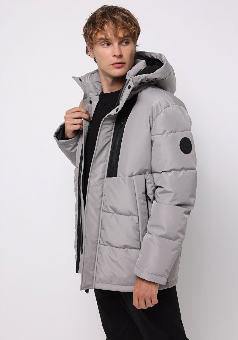 Regular Fit     Erkek Gri Kaban