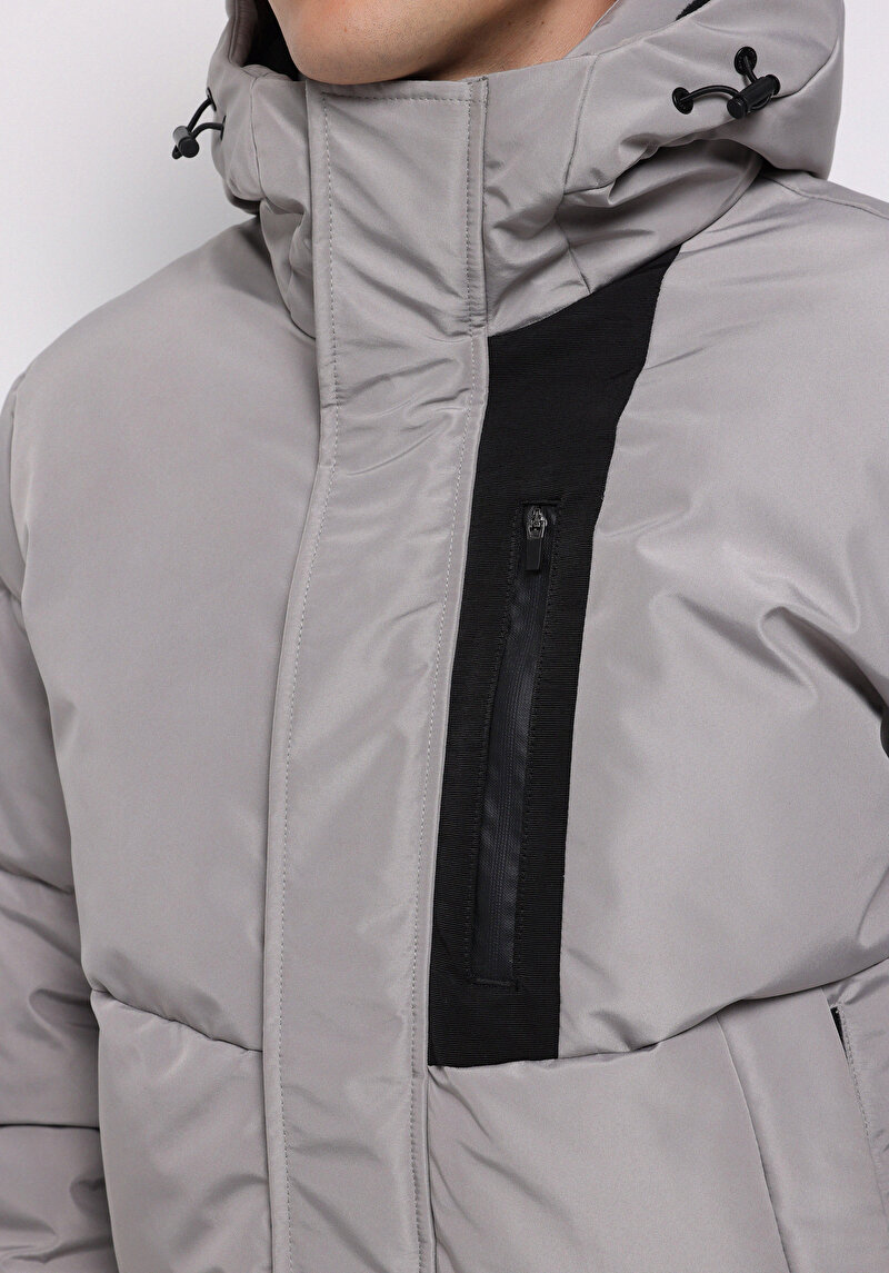 Regular Fit     Erkek Gri Kaban