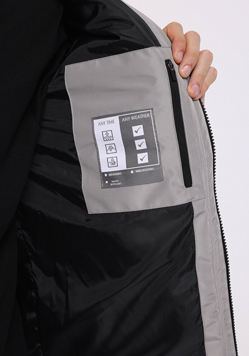 Regular Fit     Erkek Gri Kaban