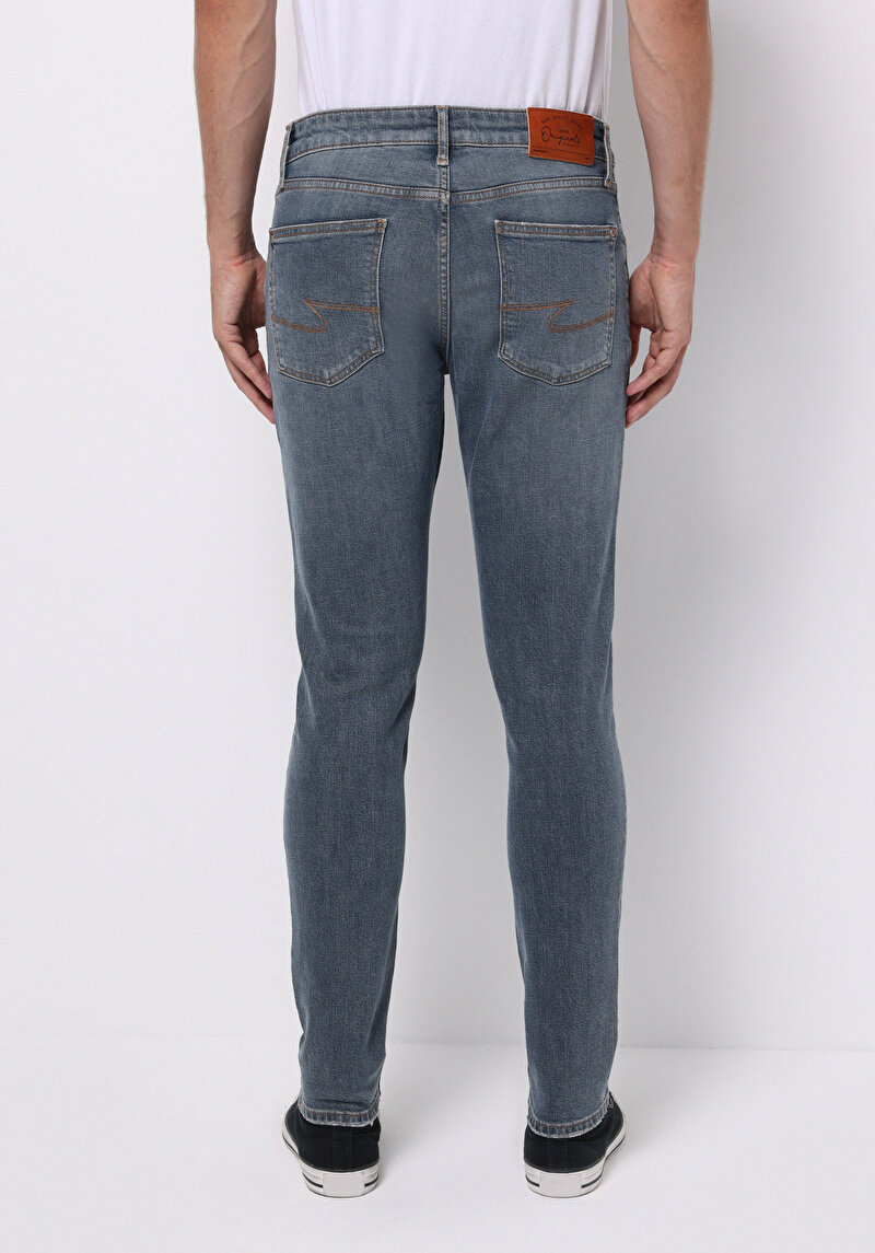 Slim Fit Erkek İndigo Jean Pantolon