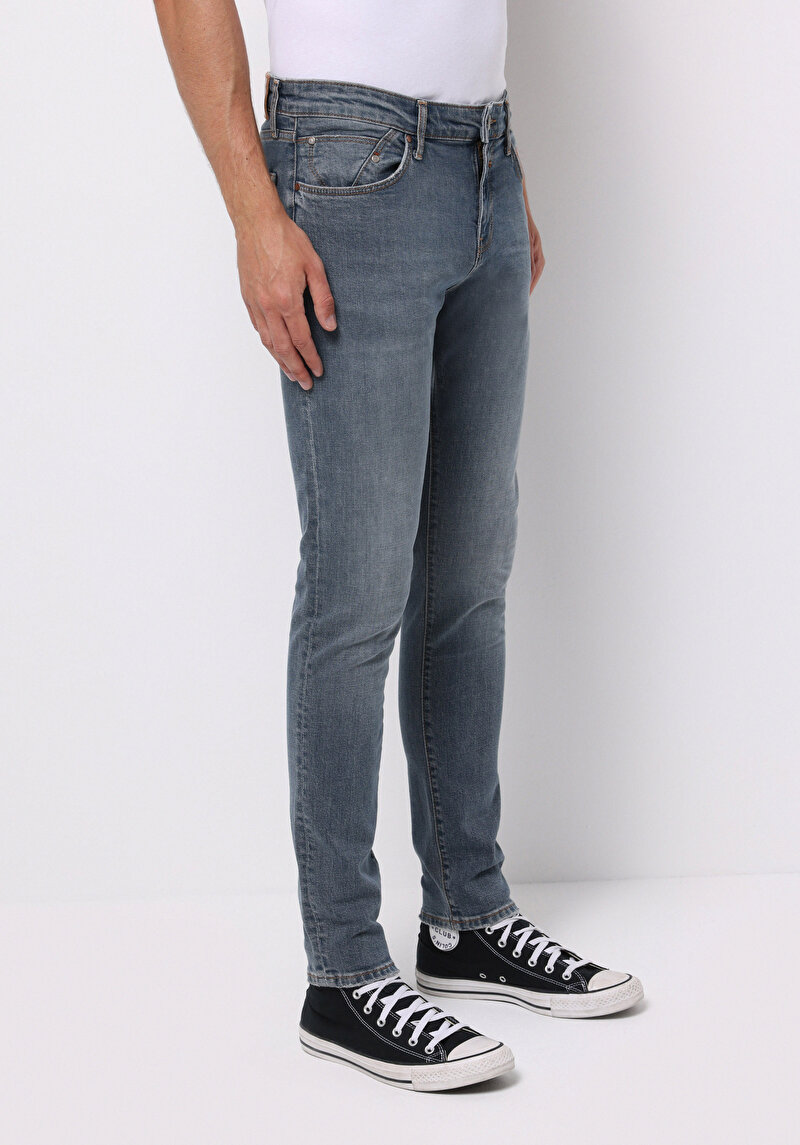 Slim Fit Erkek İndigo Jean Pantolon