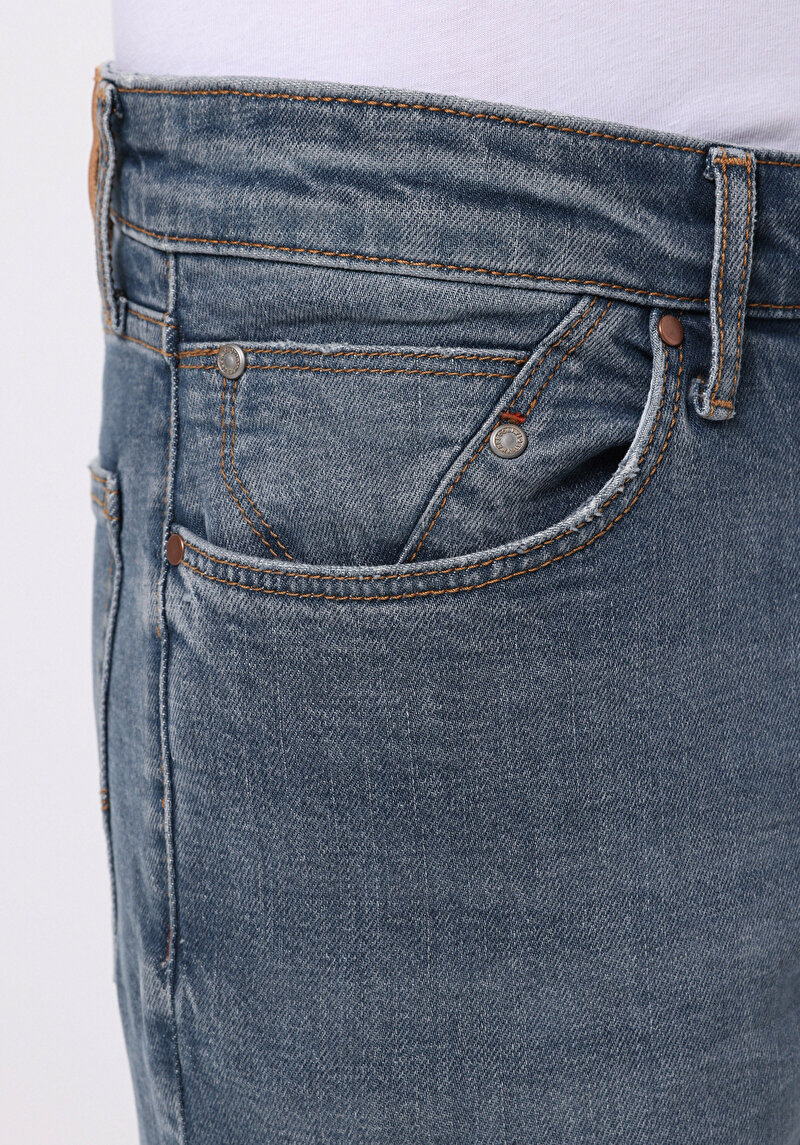Slim Fit   Erkek İndigo Jean Pantolon