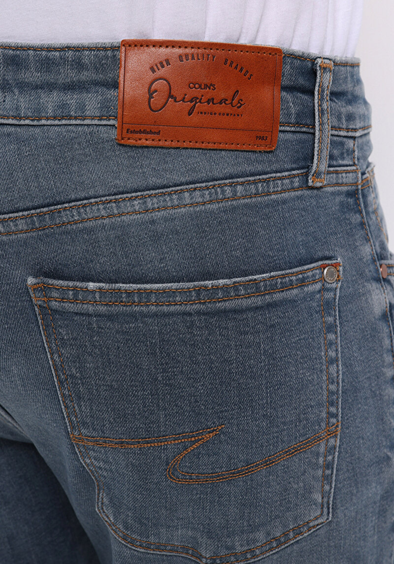 Slim Fit   Erkek İndigo Jean Pantolon