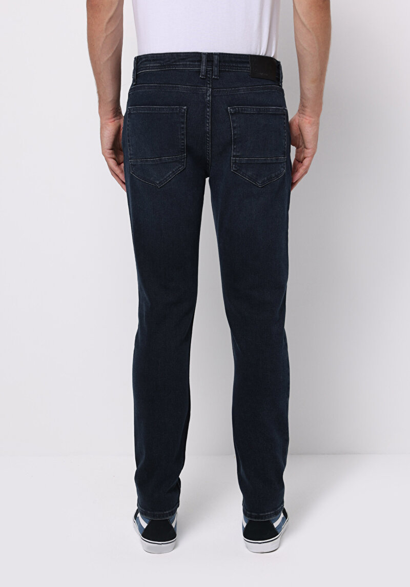 Straight Fit Erkek İndigo Jean Pantolon