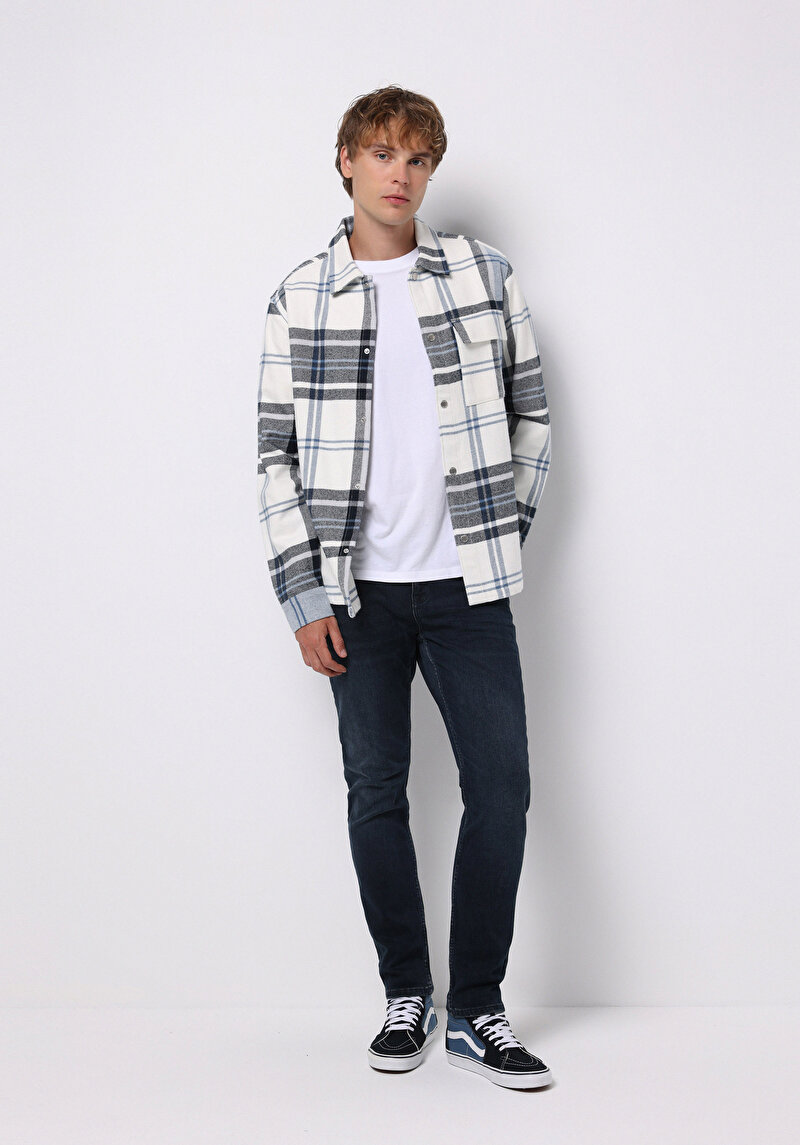 Straight Fit Erkek İndigo Jean Pantolon