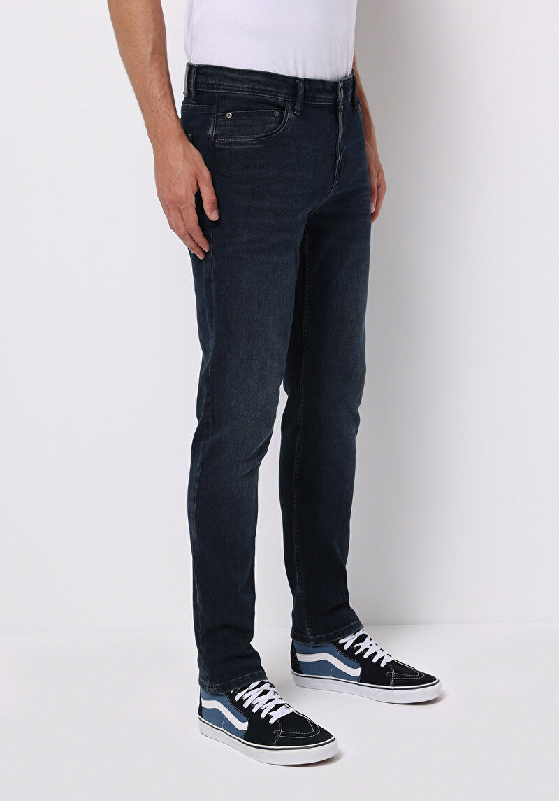 Straight Fit Erkek İndigo Jean Pantolon