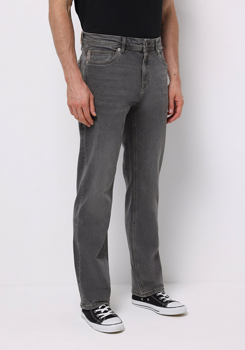 Regular Fit Orta Bel Düz Paça Erkek Siyah Jean Pantolon