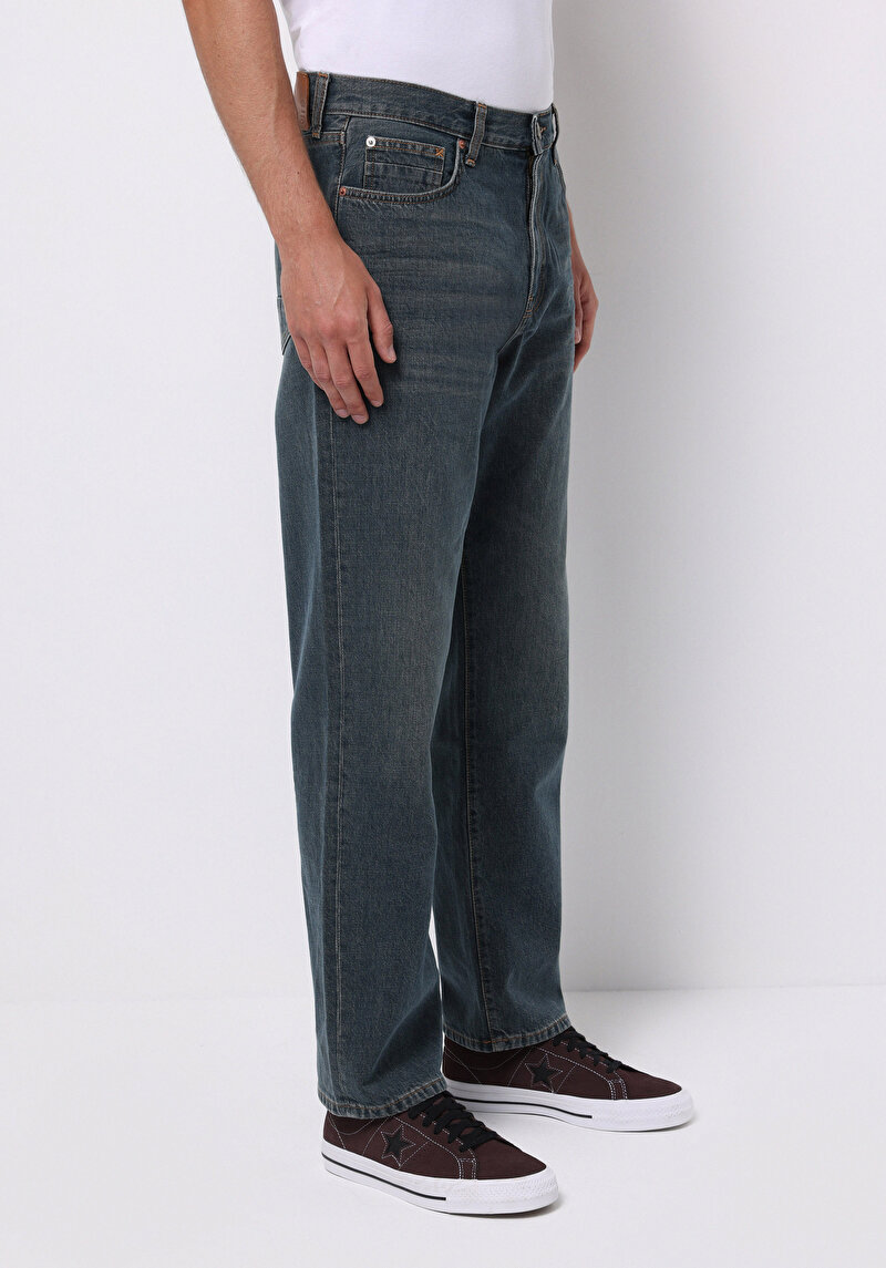 Loose Relaxed Fit Erkek İndigo Jean Pantolon