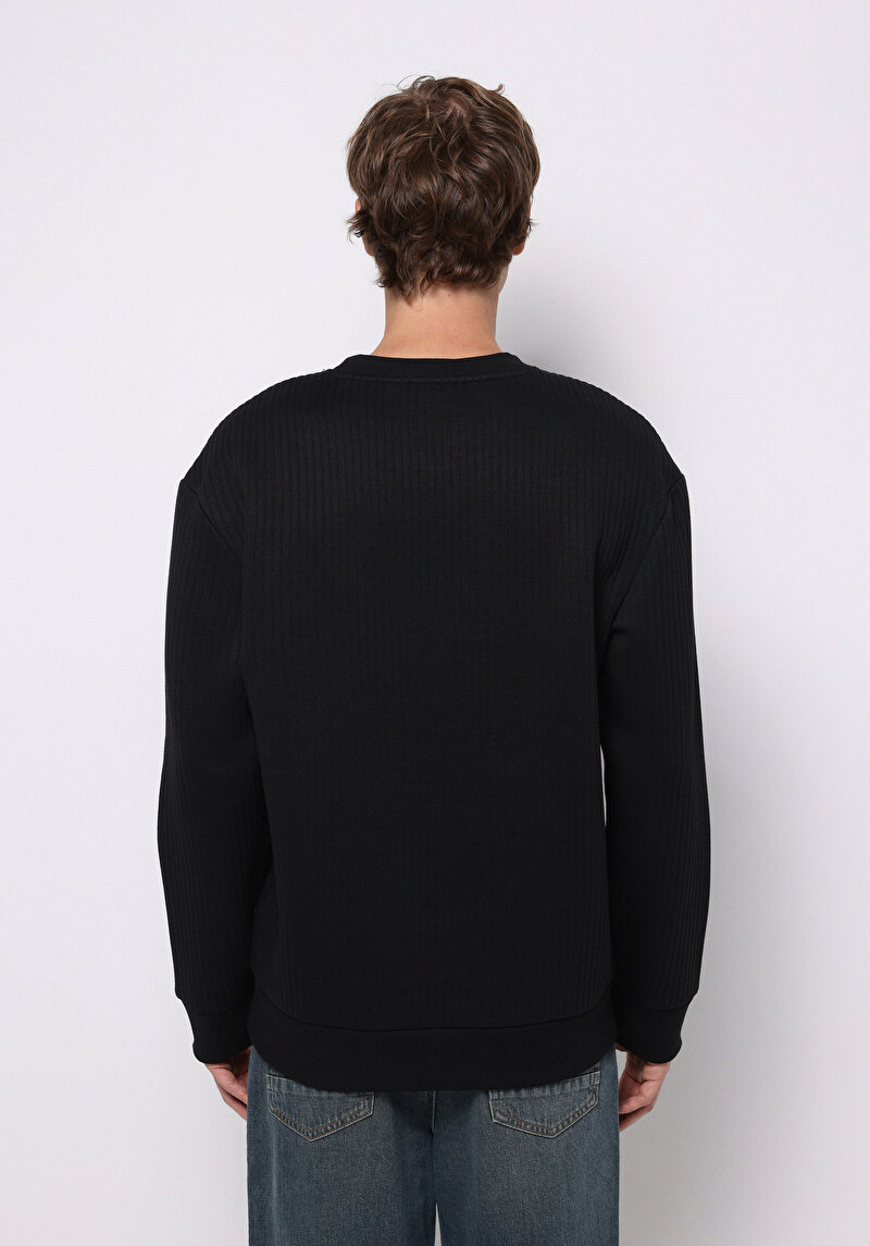 Comfort Fit Erkek Siyah Sweatshirt