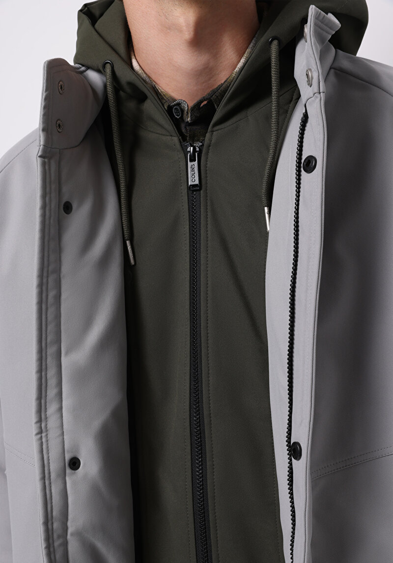 Regular Fit Erkek Gri Kaban