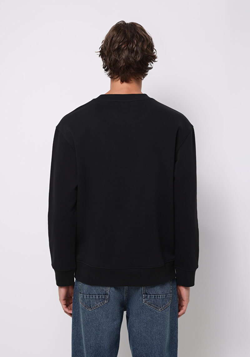 Comfort Fit Erkek Siyah Sweatshirt